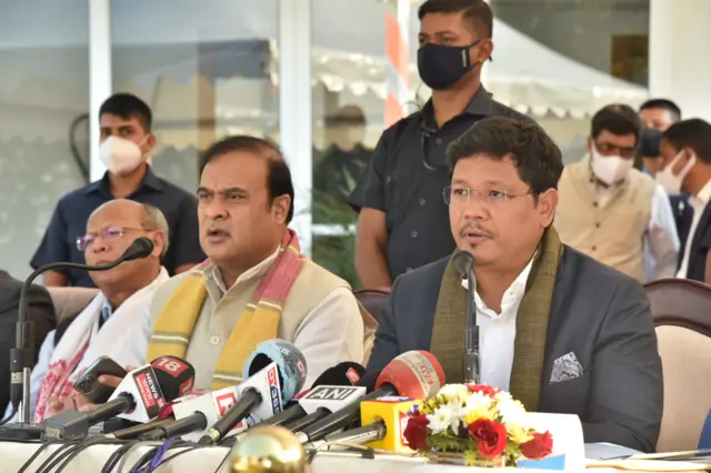 বিজেপি নেতা হিমন্ত বিশ্বশর্মা ও মেঘালয়ের মুখ্যমন্ত্রী কনরাড সাংমা