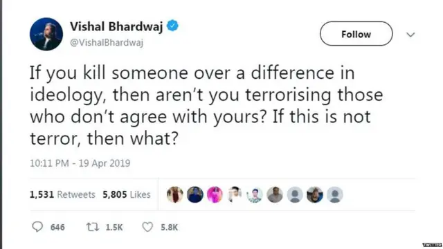 विशाल भारद्वाज यांचं ट्वीट