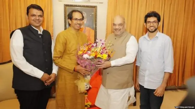 उद्धव ठाकरे, अमित शाह, देवेंद्र फडणवीस आणि अमित शाह