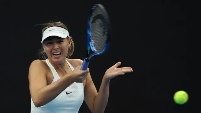 Maria Sharapova of Russia returns a shot during the Women's singles of 2017 China Open