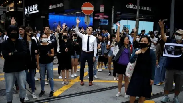 Impromptu rallies began after Mr Chow's death was announced