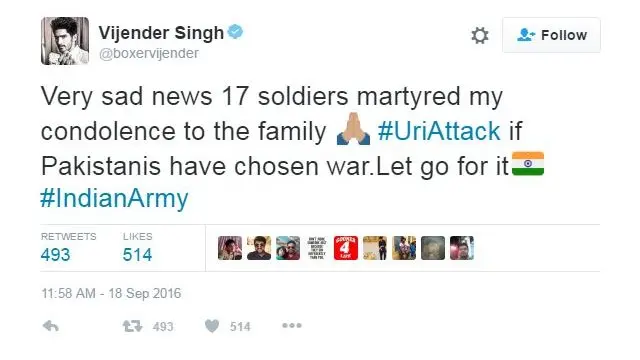 मुक्केबाज़ विजेंद्र का ट्वीट