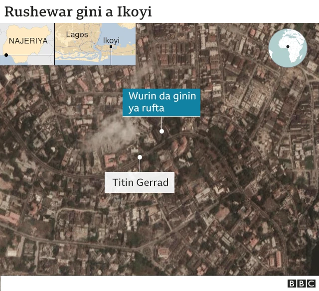 Hoton yankin da gini ya rushe a Lagos