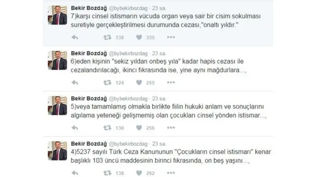 Adalet Bakanı Bekir Bozdağ'ın Tweetleri