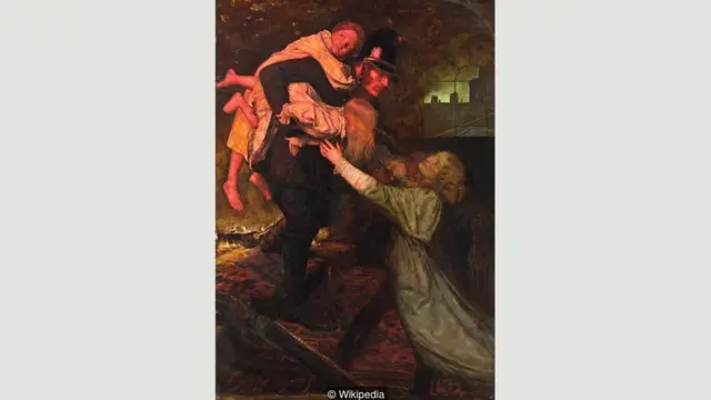 John Everett Millais painted The Rescue (1855) after witnessing the death of a fireman in the course of his duties