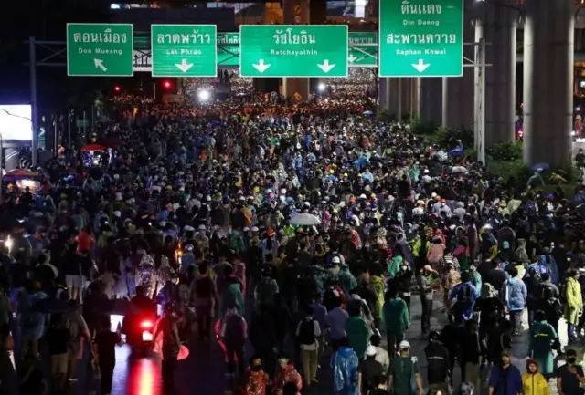 Pro-democracy protesters attend an anti-government protest, in Bangkok, Thailand October 17, 2020