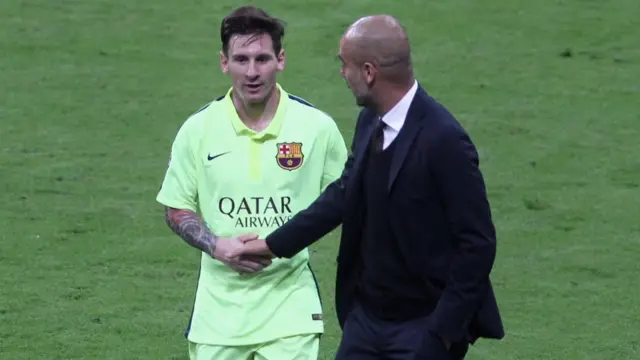 Lionel Messi ati Pep Guardiola
