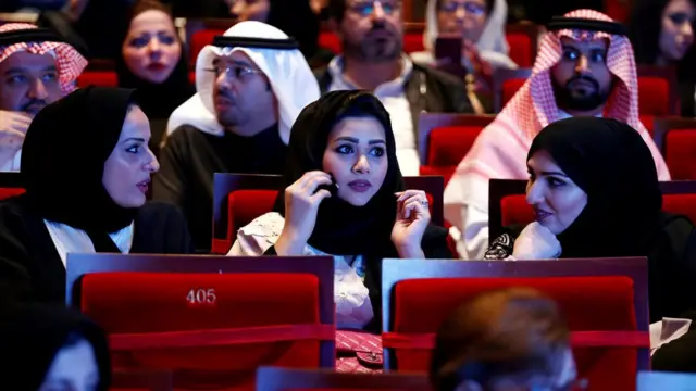 Saudis watch composer Yanni perform at Princess Nourah bint Abdulrahman University in Riyadh