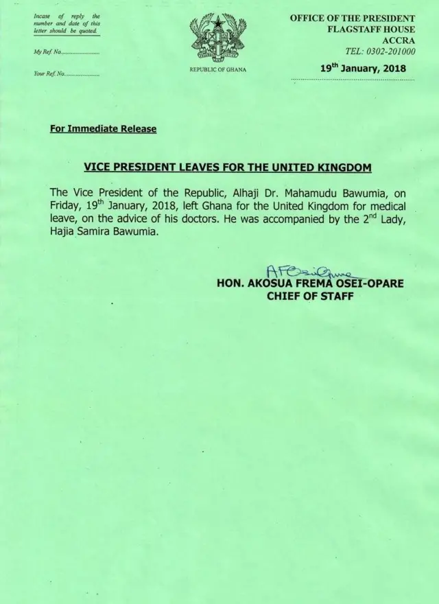 Press release from Ghana government