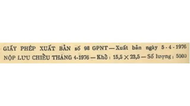 Thông tin in của tập nhạc Hát Từ Sài Gòn Giải Phóng