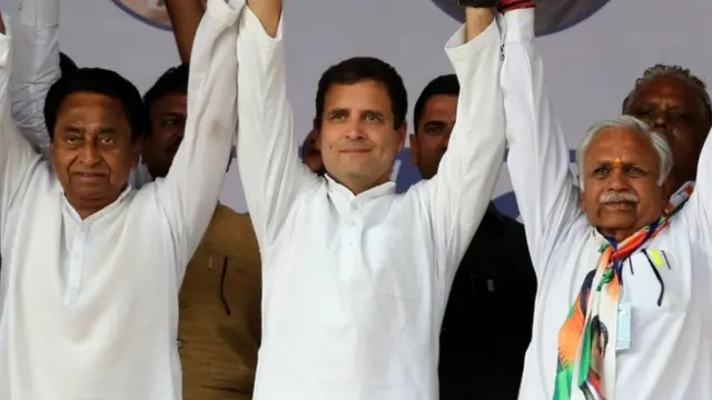 कमलनाथ और राहुल गांधी चुनाव प्रचार के दौरान