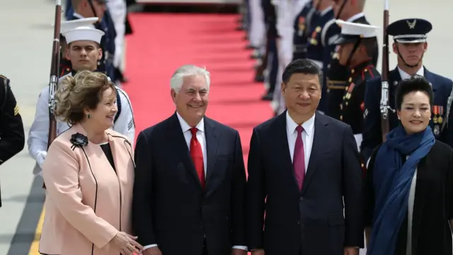 Secretáriobet 365 é legalEstado dos EUA, Rex Tillerson, e o presidente chinês Xi Jimping