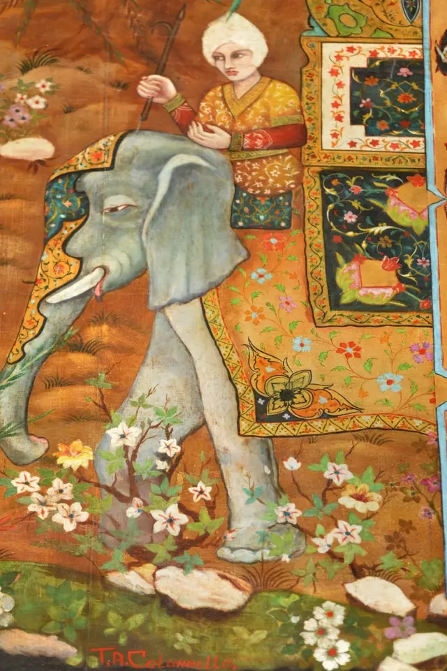 அசோகா மண்டபத்தில் இந்திய ஓவியர்களின் கைவண்ணத்தாலான படைப்பு