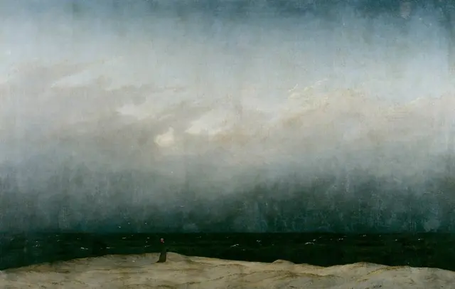 "Monje junto al mar" (ca. 1808)de Caspar David Friedrich, uno de los artistas influenciado por las teorías estéticas de los románticos de Jena.