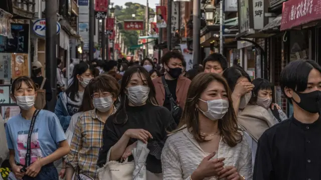 Crowds in street in Japan