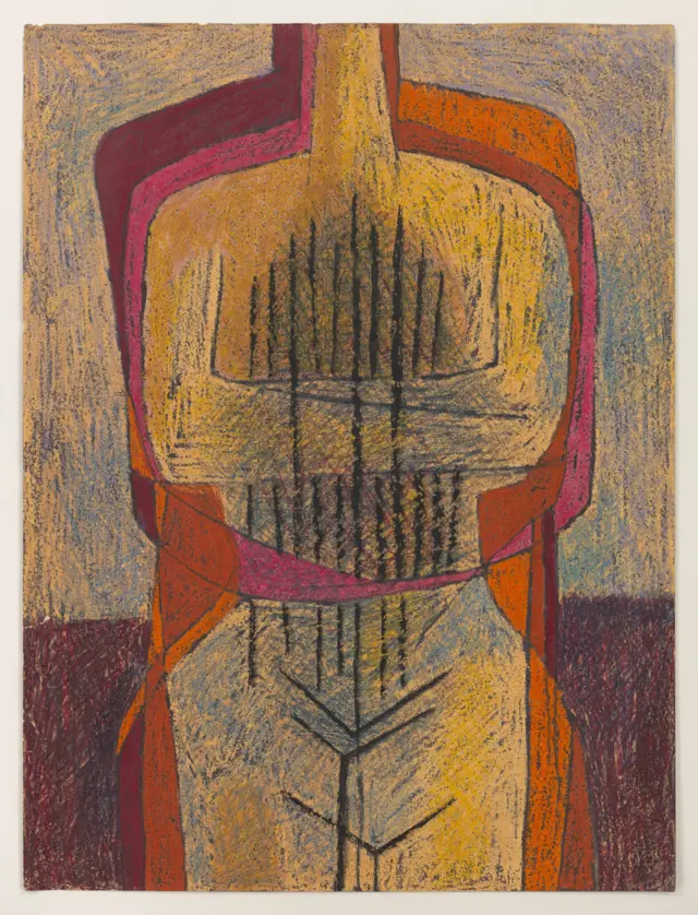 Luchita Hurtado, Sin título, c. 1951, Crayón y tinta sobre papel. Único, 61 x 45.9 cm © Luchita Hurtado. Cortesía: Museo de Arte del Condado de Los Angeles, Regalo de Janet Dreisen Rappaport y Herb Rappaport a través del Comité de Coleccionistas 2019. Foto: Genevieve Hanson