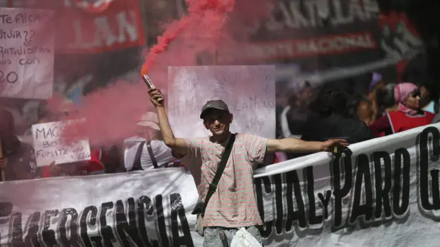 Protesta de sindicatos en Argentina