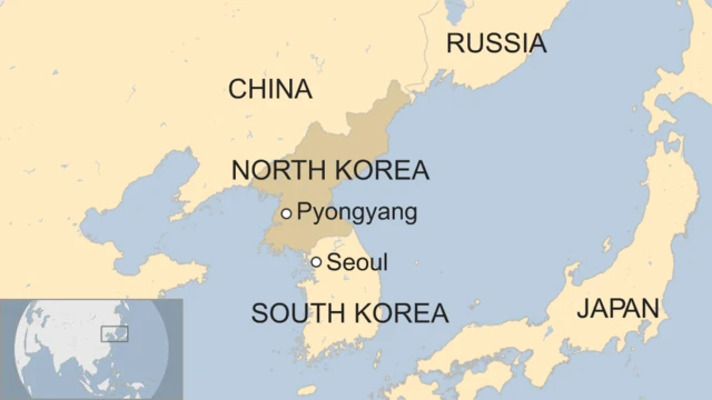 map of South Korea and North Korea