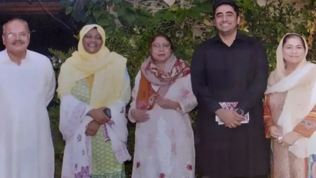 Ms Qambrani (second from left) credits PPP leader Bilawal Bhutto Zardari (second from right)