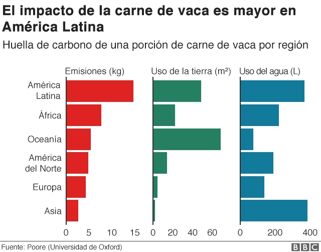 Impacto de la carne vacuna por región