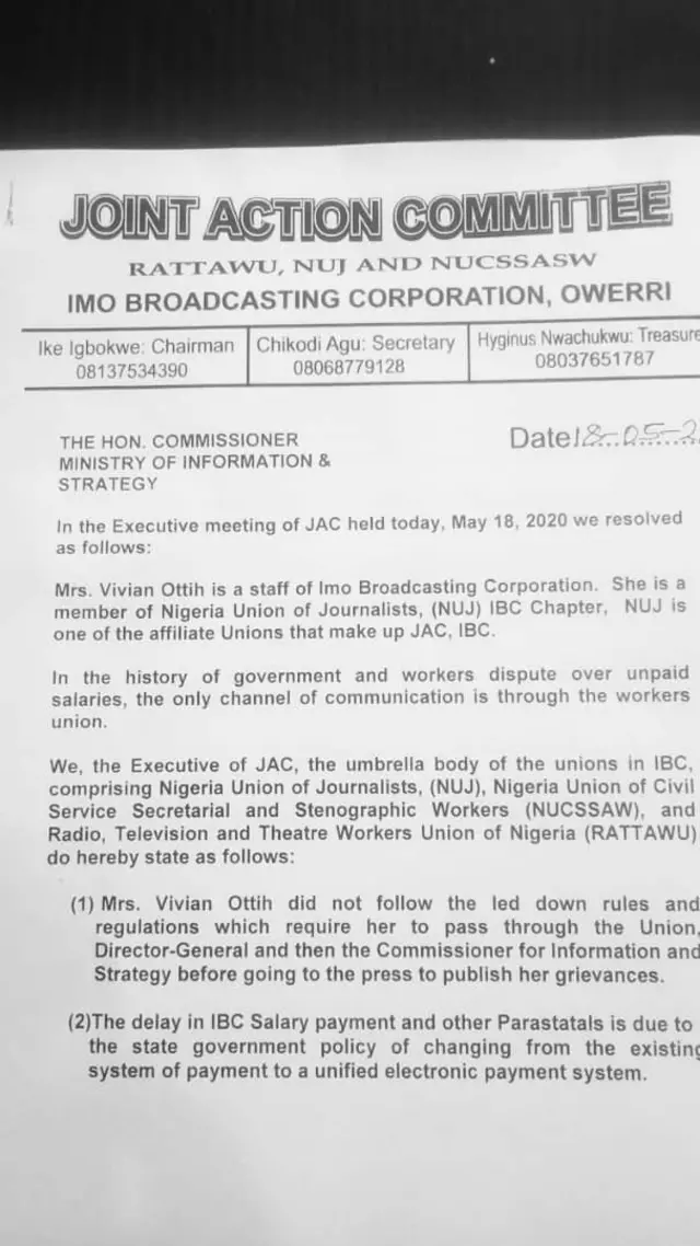 Akwụkwọ otu na-ahụ maka ntaramahụhụ nyere Ottih