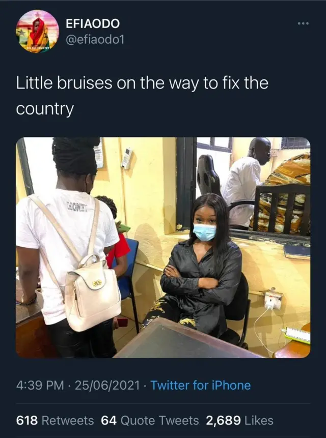 Screen grab of Efia Odo tweet