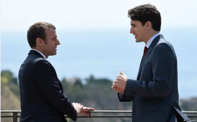 जस्टिन ट्रूडो, इमैनुएल मैक्रों, जी-7 समिट, फ्रांस, कनाडा