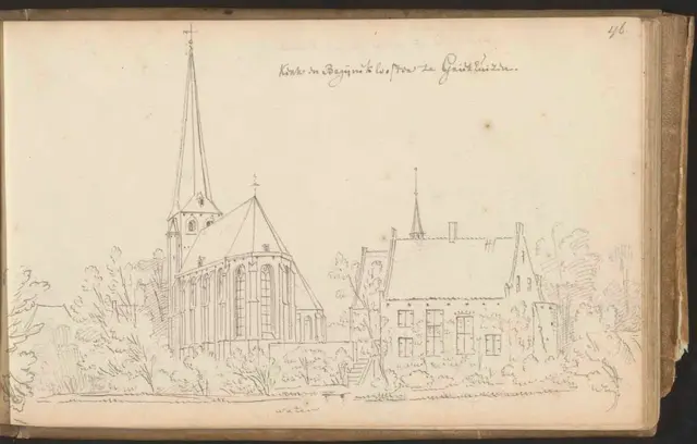 Église et monastère des Béguines de Griethausen, dessinés par Abraham de Haen en 1731.