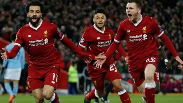 Mohamed Salah lokacin da ya farke cin da Manchester City ta yi musu a karawa ta biyu