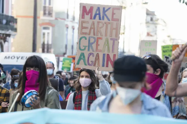 من تظاهرة مؤيدة للعدالة المناخية في لشبونة، البرتغال