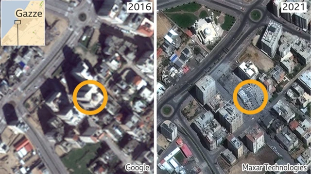 karşılaştırmalı gazze uydu fotoğrafları