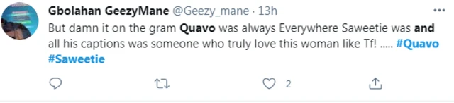 Screenshot of twitter reaction