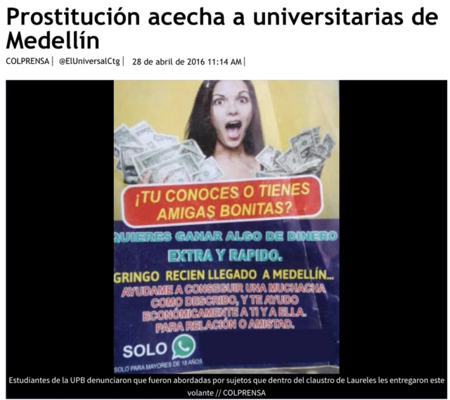 Cartel invitando a universitarias