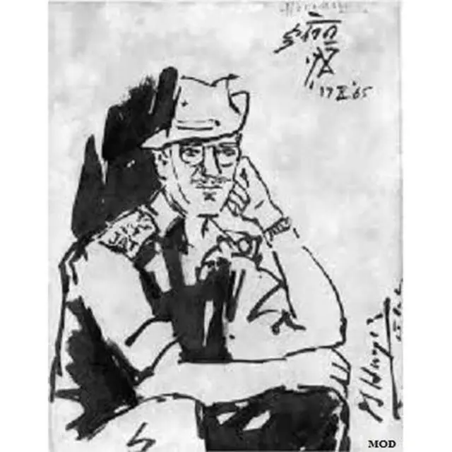 कर्नल हेड का यह चित्र एमएफ़ हुसैन ने डोगरई के मोर्चे पर बनाया था.