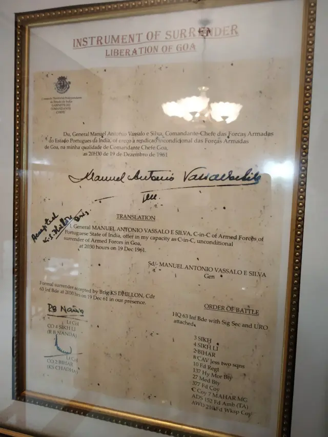 गोवा भारत सरकारकडे सुपुर्द केल्याचे पत्र