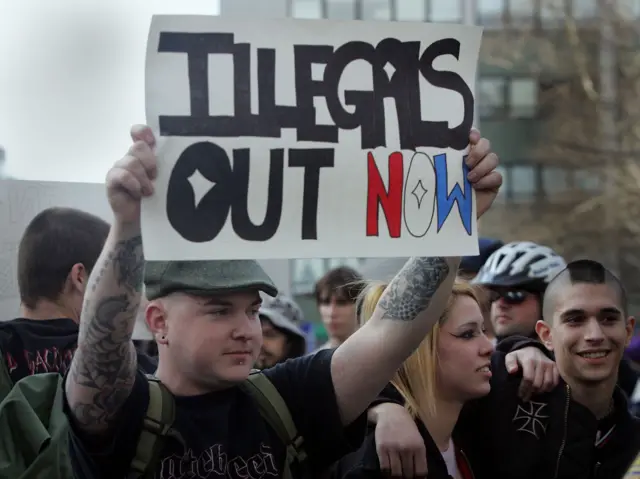 Una protesta contra la inmigración indocumentada