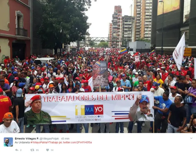 Foto de la concentración oficialista por el Día del Trabajador.