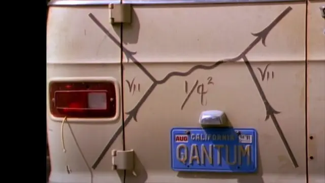 Uno de los diagramas de Feynman en la parte de atrás de la camioneta