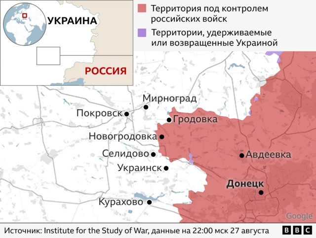 Карта боевых действий на Покровском направлении