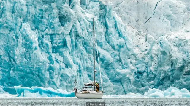 An estimated 60% of Svalbard is covered with ice. Here, a glacier at Magdalenefjord