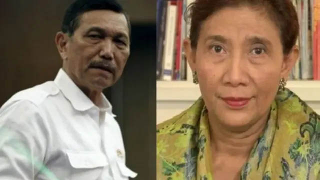 Menko Luhut dan Menteri Perikanan Susi Pujiastuti.