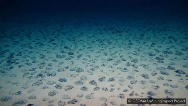 Nódulos polimetálicos encontrados no sudeste do Oceano Pacífico ao longo do Peru