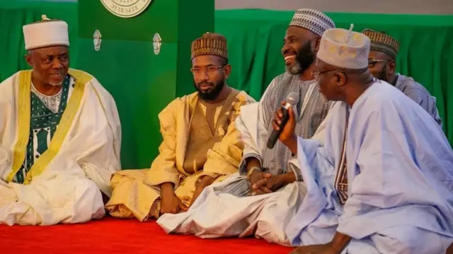 Malamai a lokacin taron addu'a da uwargidar shugaban Najeriya Aisha Buhari ta shirya