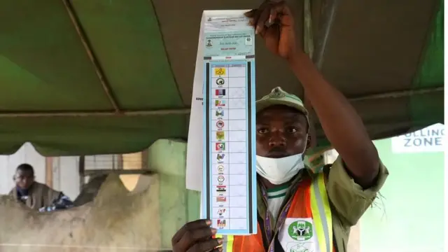 Inec official hold ballot paper