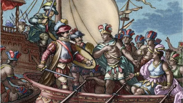 La captura de Cuauhtémoc en una ilustración