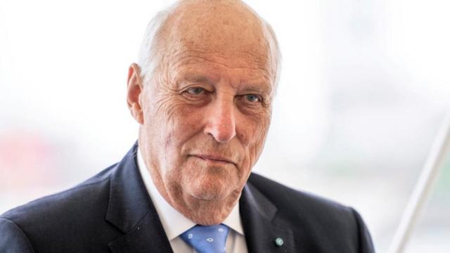 Norway's King Harald during a press conference on the royal yacht Norge in Aarhus, Denmark, 16 June 2023