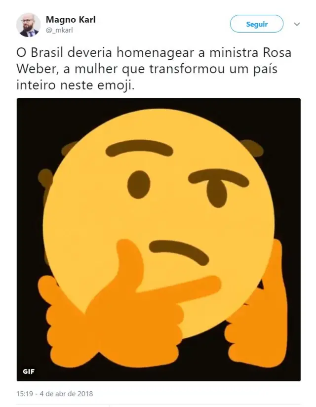Reprodução de tweet sobre Rosa Weber