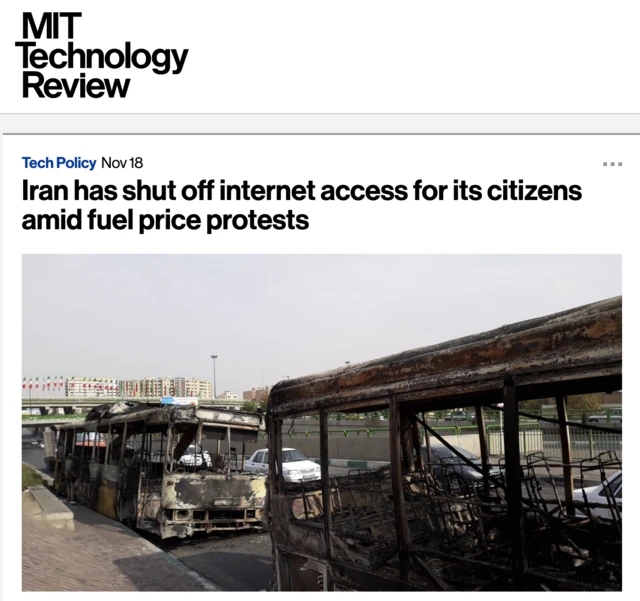 نشریه دانشگاه ام‌آی‌تی هم به قطع سراسری اینترنت در ایران واکنش نشان داده است