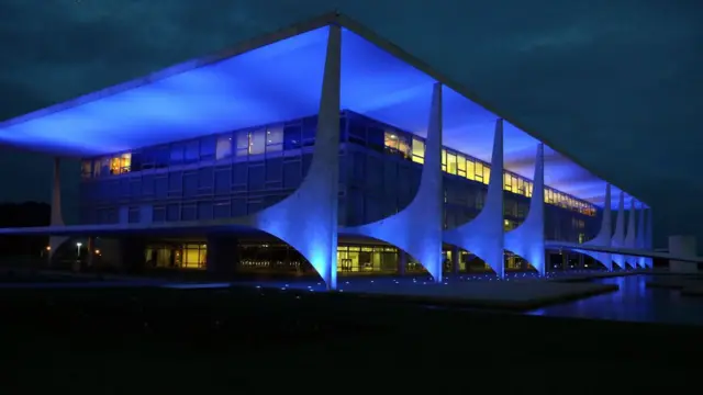 Palácio do Planalto iluminado à noite