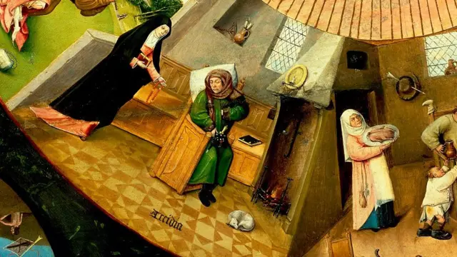 Acedia/Pereza en la obra sobre los 7 pecados capitales del pintor holandés Hieronymus Bosch (c.1450-1516) que está en el Museo del Prado, Madrid, España.